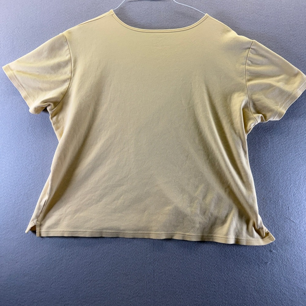 Talbots Yellow Cotton Short Sleeve Crew Neck Tee Shirt XL Side Slits - Picture 3 of 6